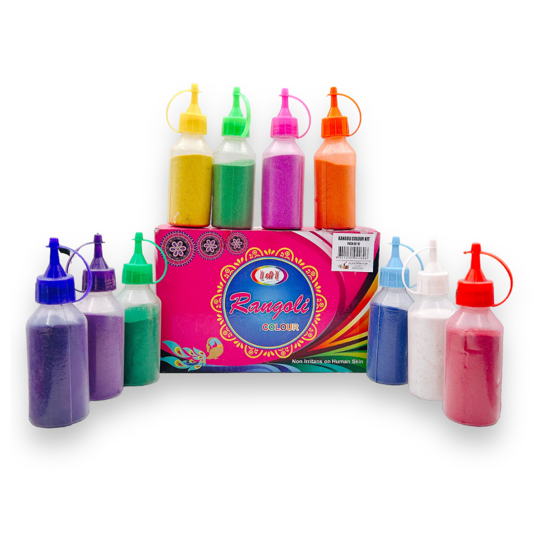 Buy Rangoli Colour Plastic Bottle Pack of 10 Large Pack
