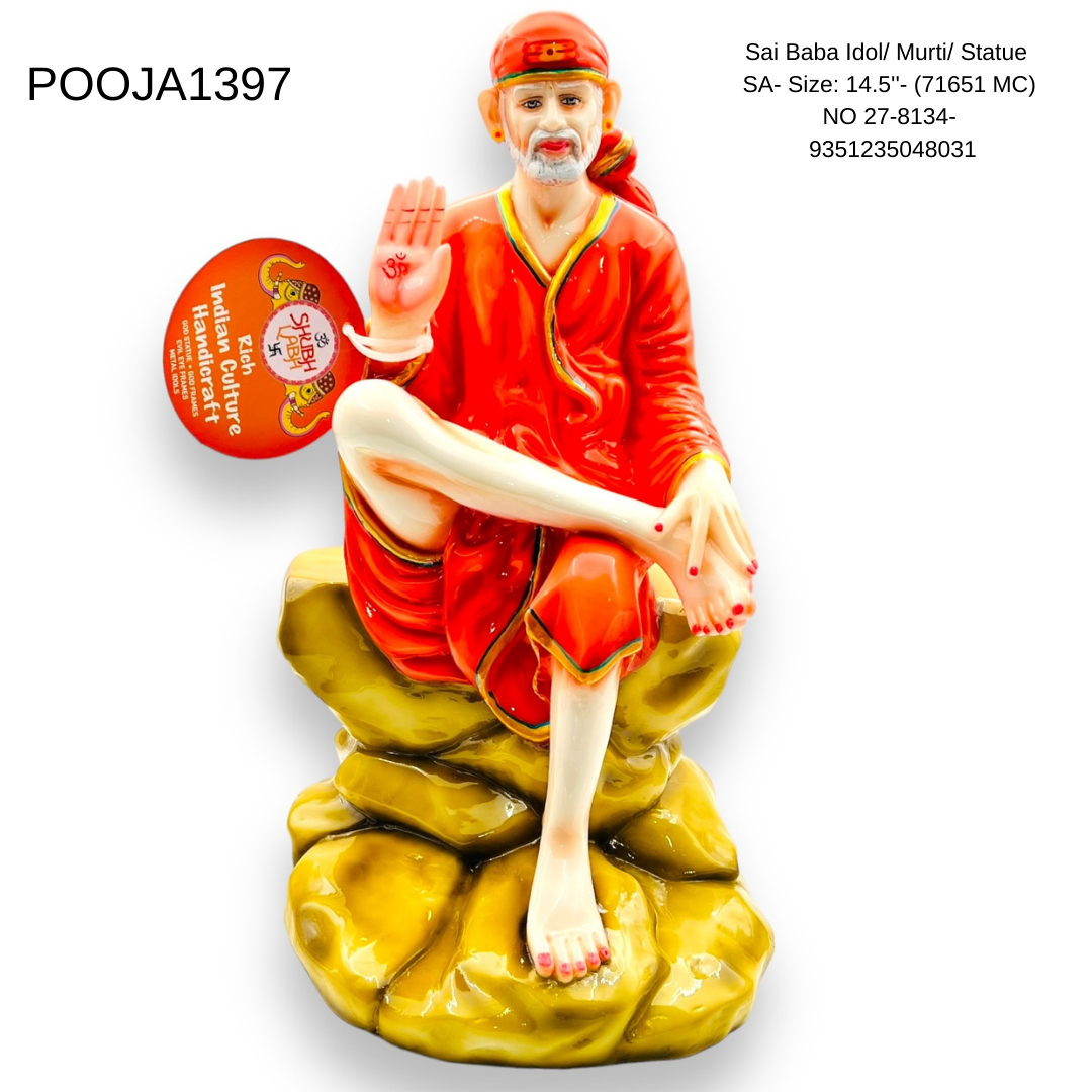 Sai Baba Idol/ Murti/ Statue SA- Size: 14.5''- (71651 MC) NO 27-8134- 9351235048031