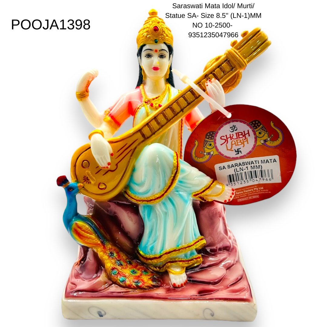 Saraswati Mata Idol/ Murti/ Statue SA-  Size 8.5'' (LN-1)MM NO 10-2500- 9351235047966