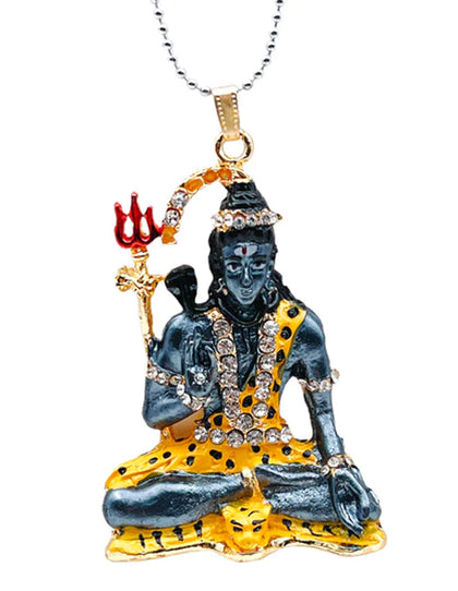 Shiv Ji With Chain Car Hanging Gold- Heavy -(9351235029719)