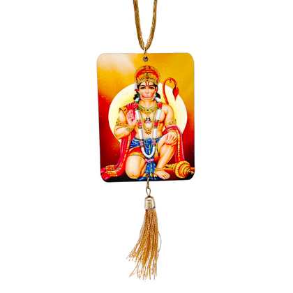 Hanuman Ji Wooden Car Hanging with Picture 1Pc