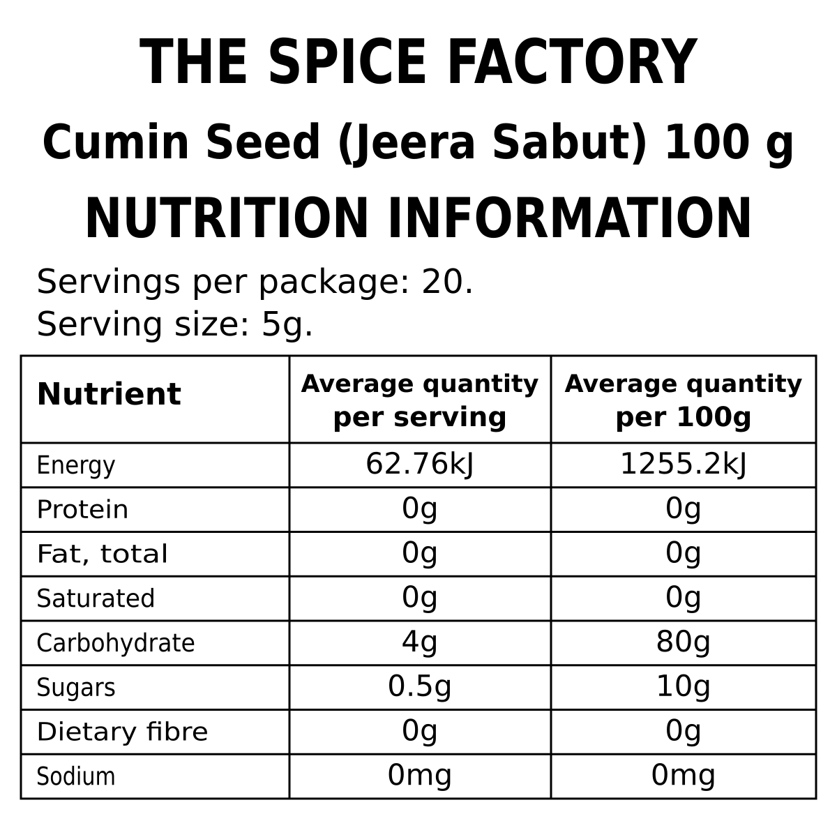 TSF Cumin Seeds 100g | Jeera Whole | Sabut Jeera | Traditional Indian Whole Spice