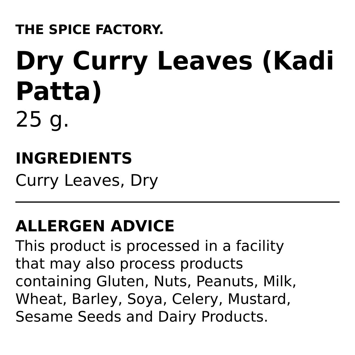 TSF Dried Curry Leaves 25g | Kadi Patta | Karuveppilai | Dried Herb