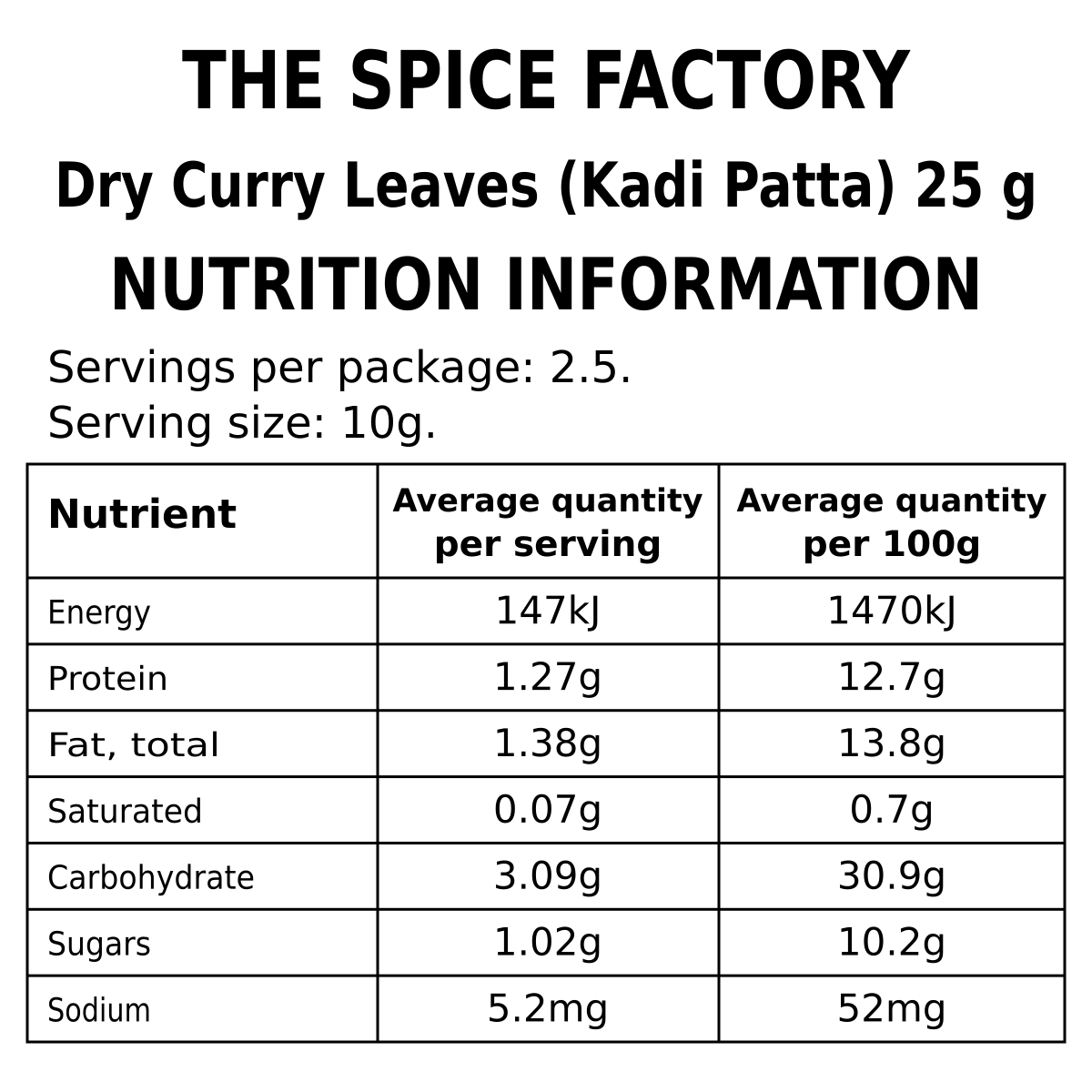TSF Dried Curry Leaves 25g | Kadi Patta | Karuveppilai | Dried Herb