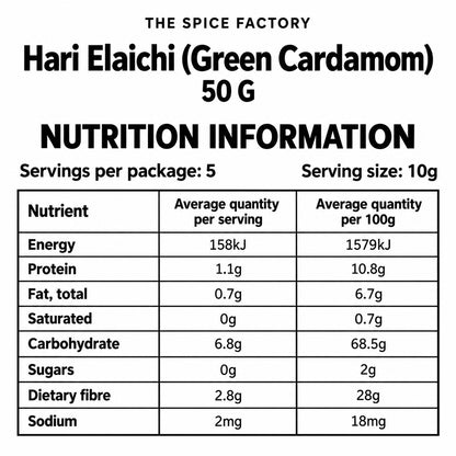 TSF Green Cardamom Whole 50g | Elaichi | Hari Elaichi | Traditional Indian Whole Spice