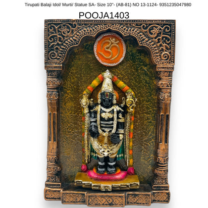 Tirupati Balaji Idol/ Murti/ Statue SA- Size 10''- (AB-81) NO 13-1124- 9351235047980