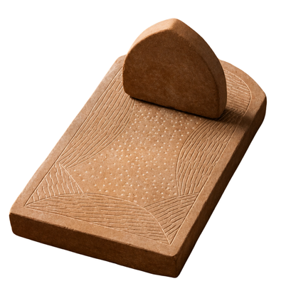 Stone Silbatta 2-Piece Set – Big Arch | Traditional Indian Grinding Stone | Sil Batta & Grinding Pestle