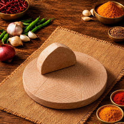Stone Silbatta 2-Piece Set – Big Round | Traditional Indian Grinding Stone | Sil Batta & Grinding Pestle