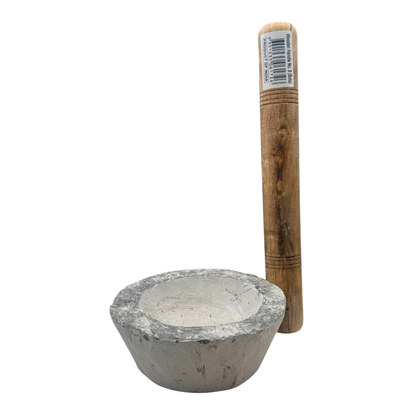Stone Kundi with Wooden Handle No 9/ Mortal Pastel/ Hamam Dasta