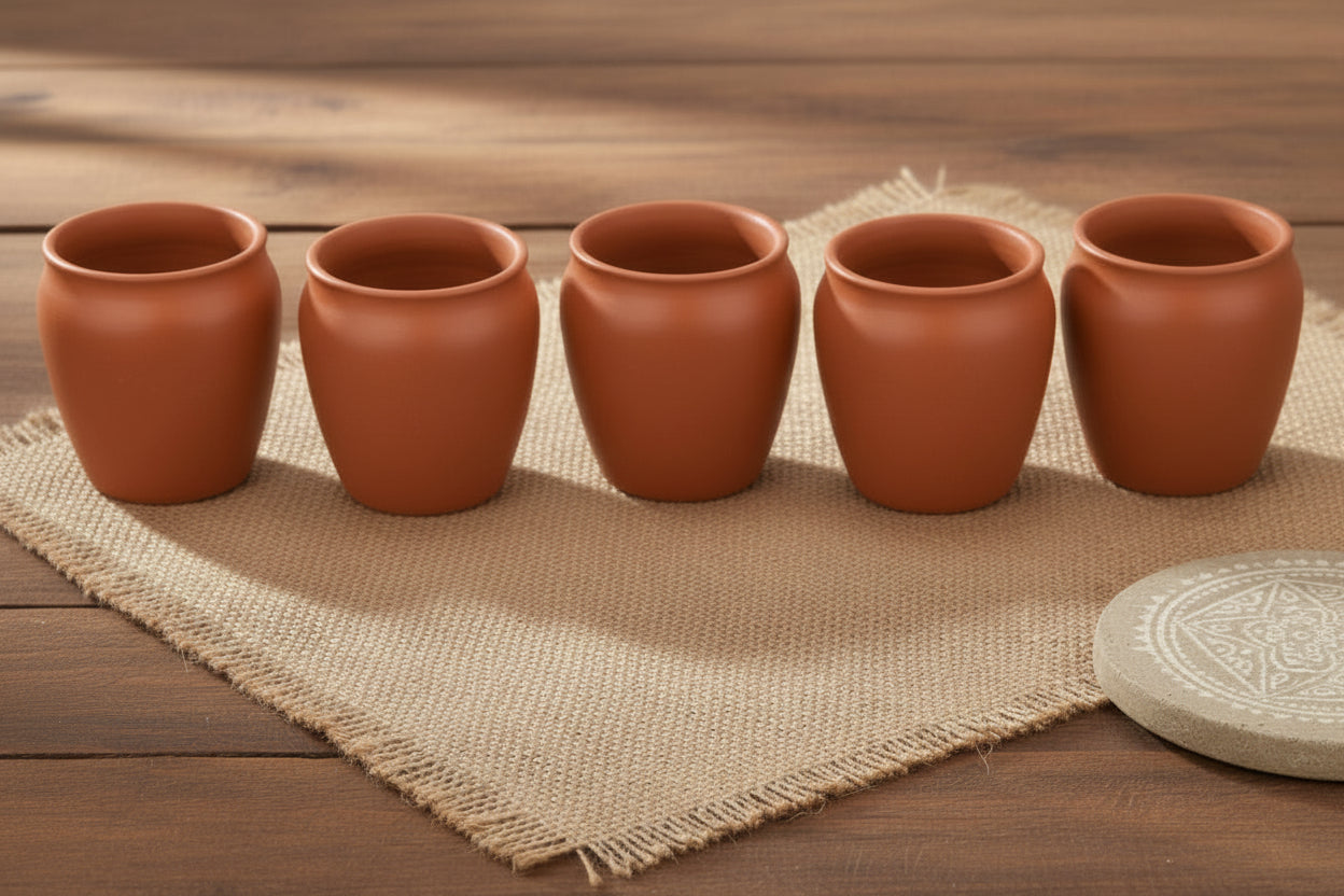 Set of clay glass on a white background
