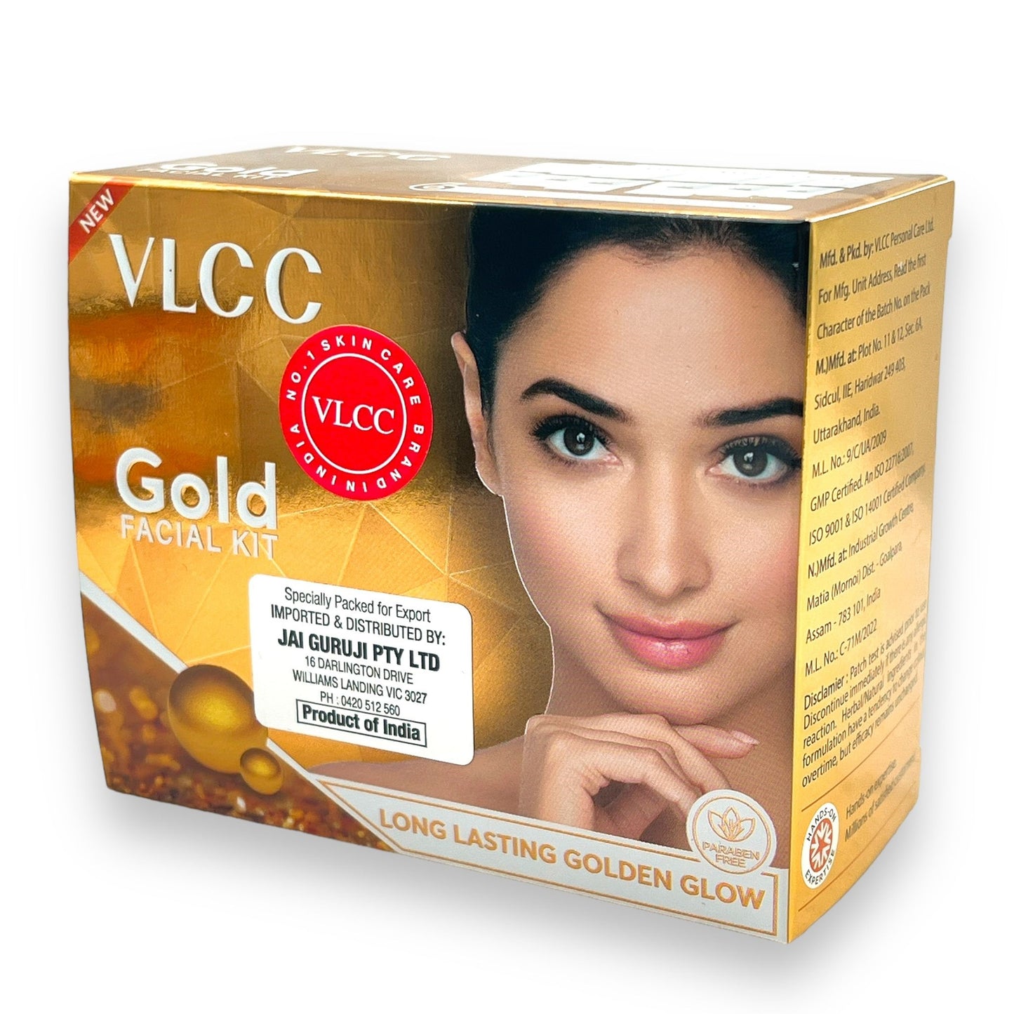VLCC Gold Facial Kit 60g | Long-Lasting Golden Glow | 2 Facials Per Pack