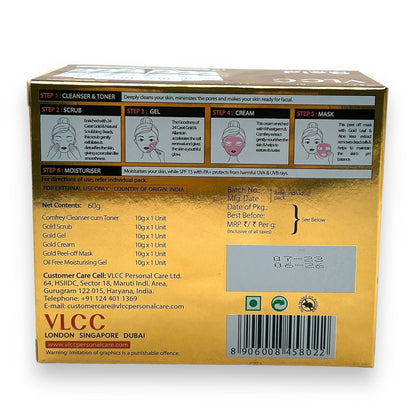 VLCC Gold Facial Kit 60g | Long-Lasting Golden Glow | 2 Facials Per Pack