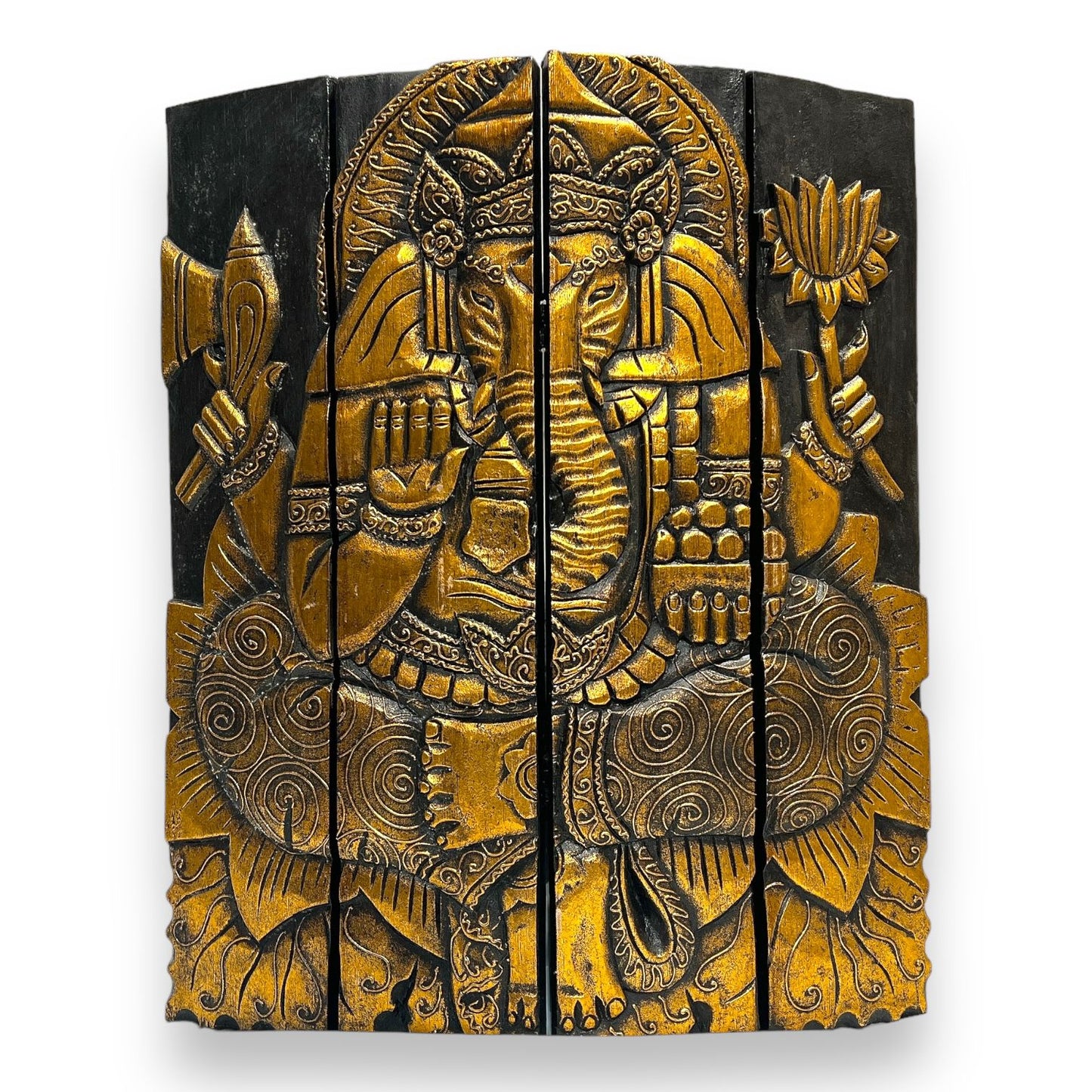 Ganesha/Buddha Wooden Wall Hanging Large 15.5" X 23"