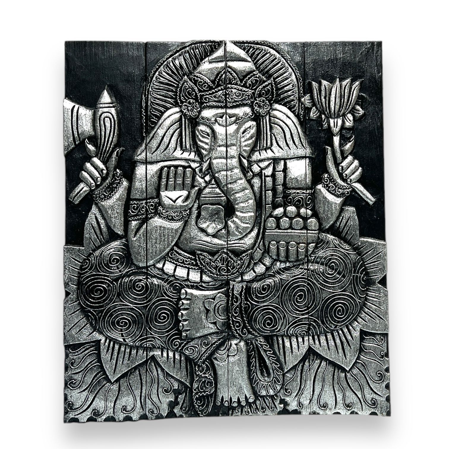 Ganesha/Buddha Wooden Wall Hanging Large 15.5" X 23"