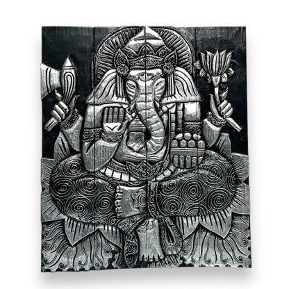 Ganesha/Buddha Wooden Wall Hanging Large 15.5" X 23"