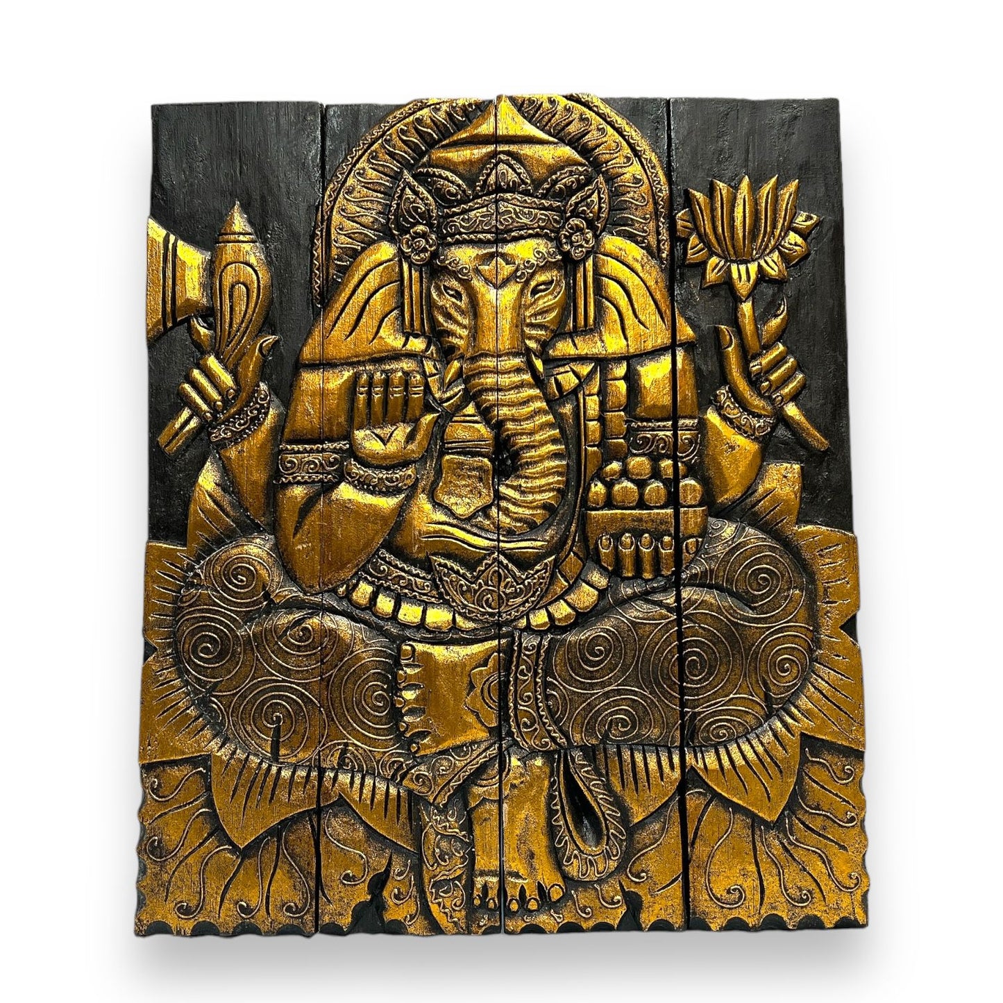 Ganesha/Buddha Wooden Wall Hanging Large 15.5" X 23"