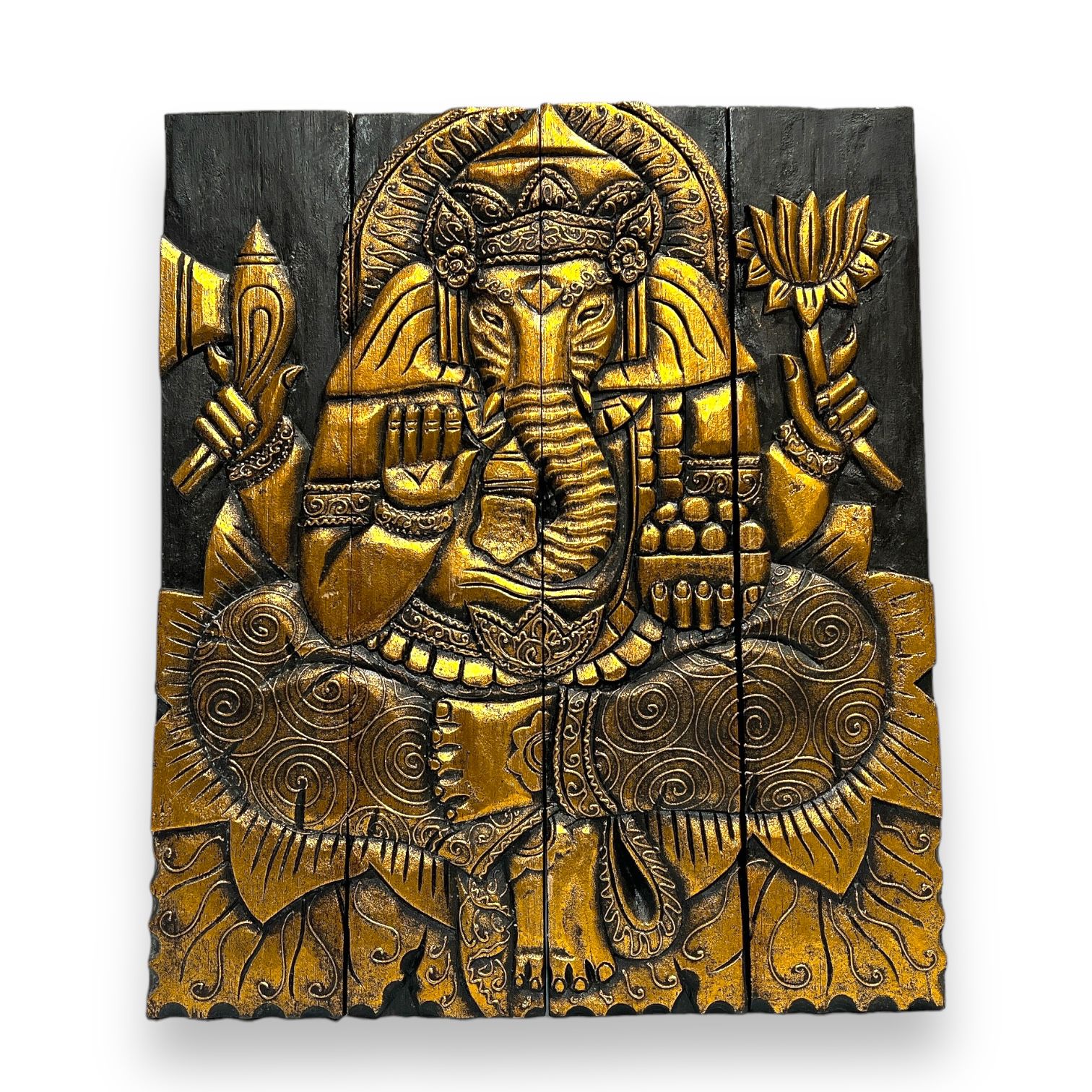 Ganesha/Buddha Wooden Wall Hanging Large 15.5" X 23"