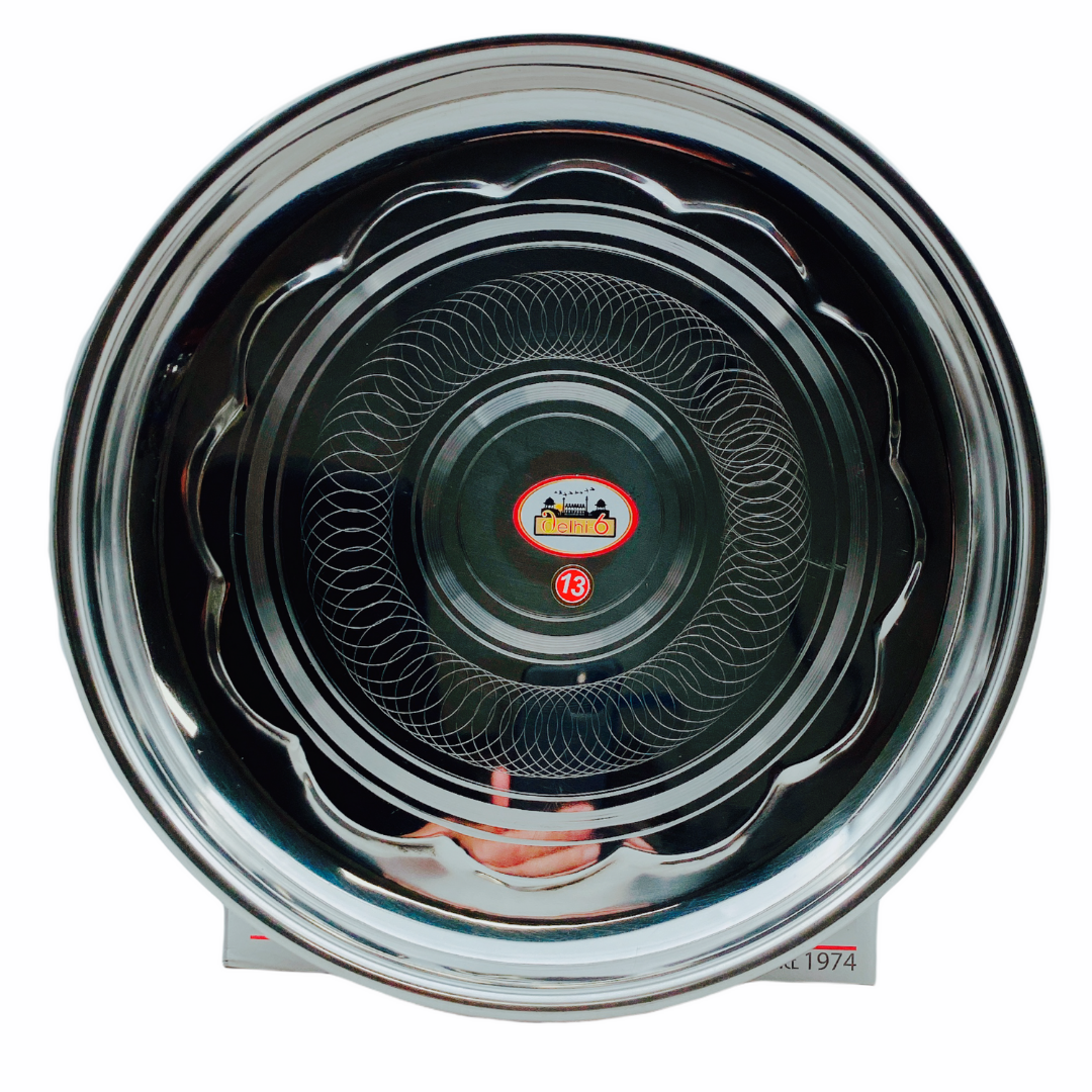 Delhi 6 Steel Thali (Flower Beeding) No. 13