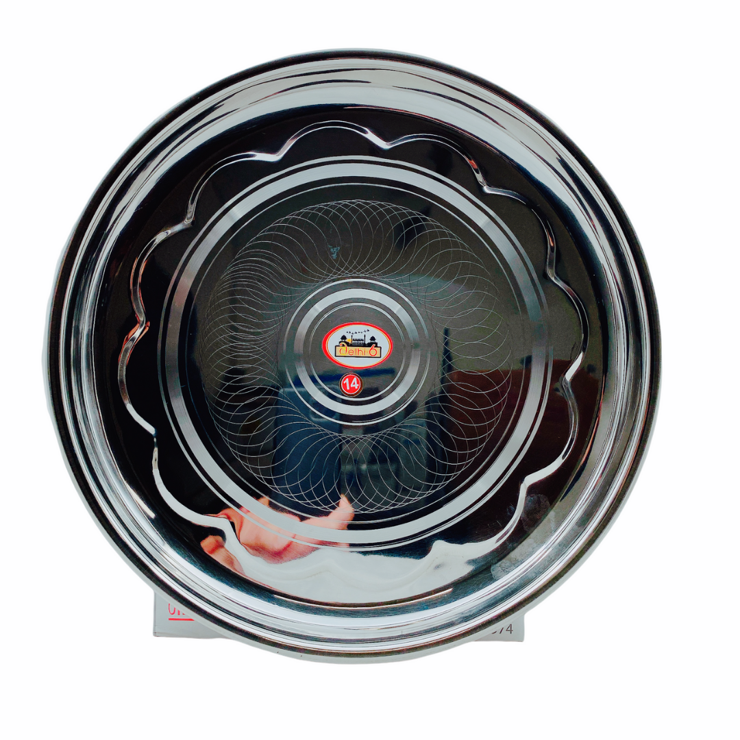 Steel Thali (Flower Beeding) No. 14