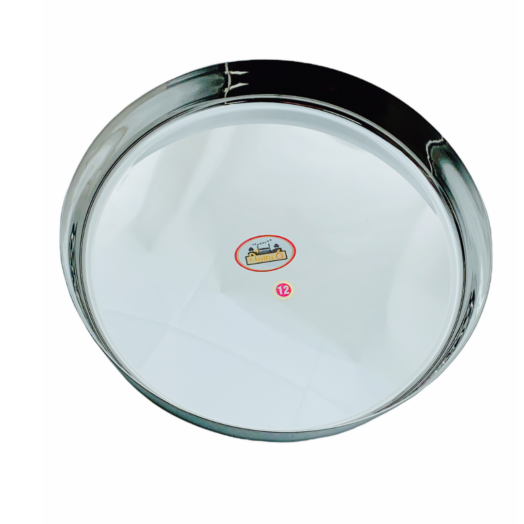 Steel Round Thali With Edge No. 12