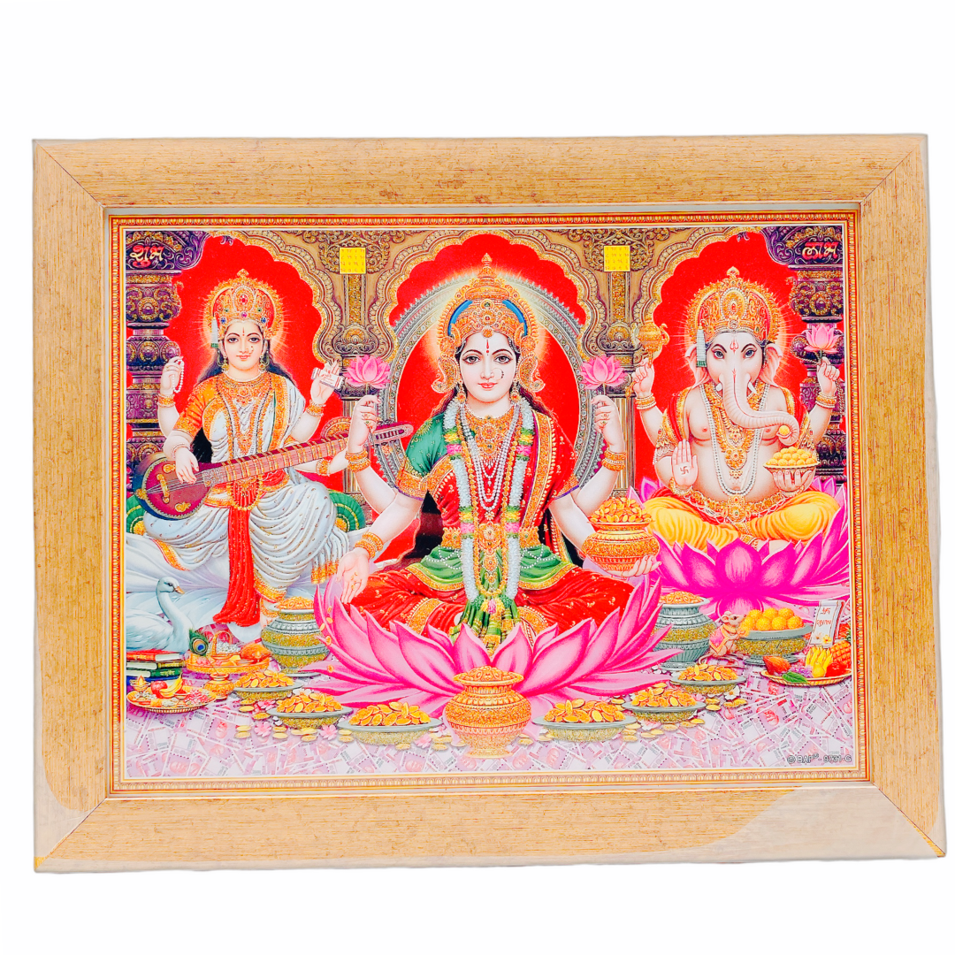 Photo Frame 6.5" X 8.5" Laxmi Ganesh Saraswati (Premium)