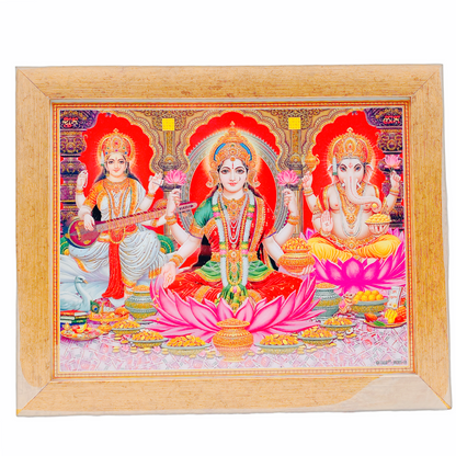 Photo Frame 6.5" X 8.5" Laxmi Ganesh Saraswati (Premium)