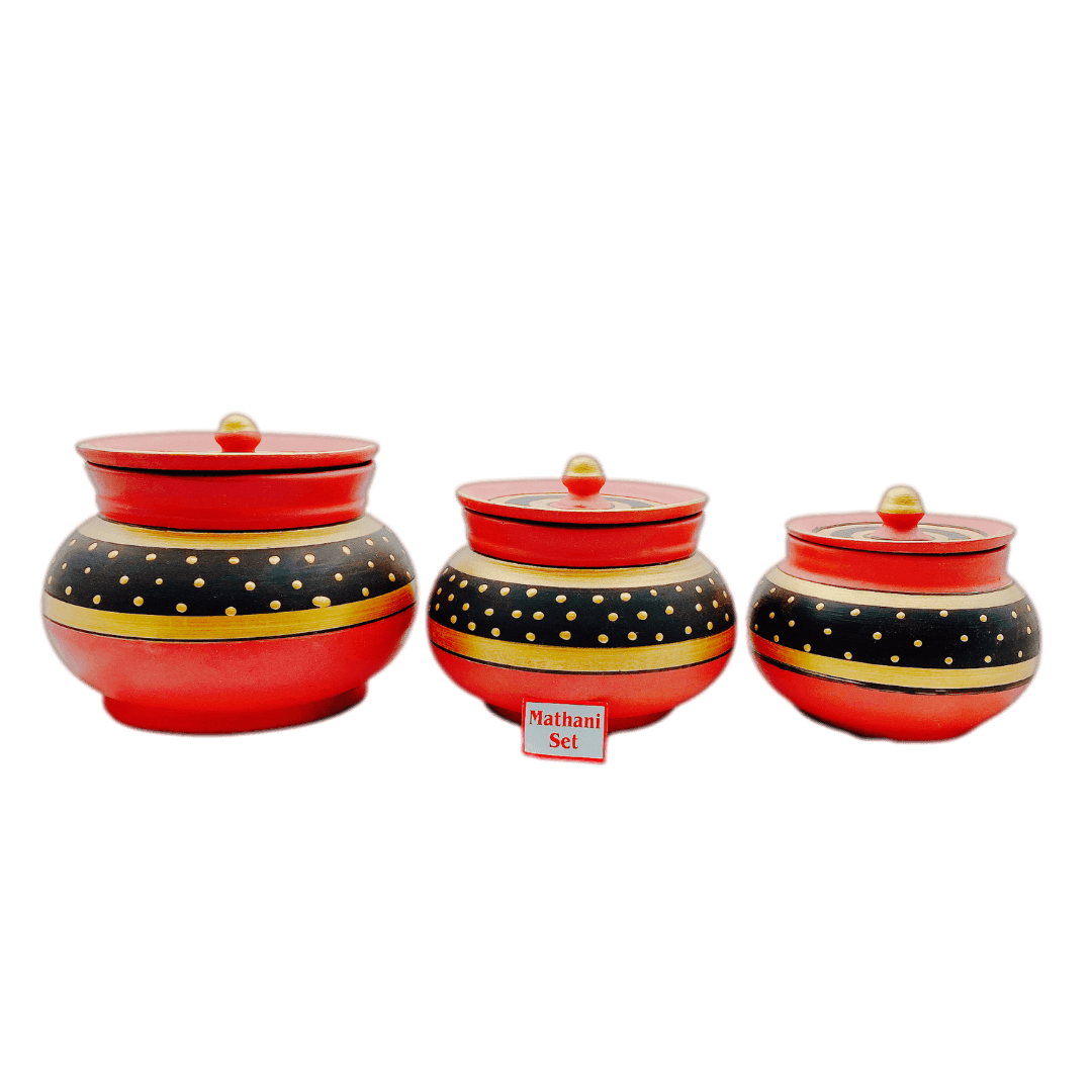 Clay/ Mitti Pot Mathani Set With Golden Painting Set (800ml,1.5ltr,2ltr) - India At Home