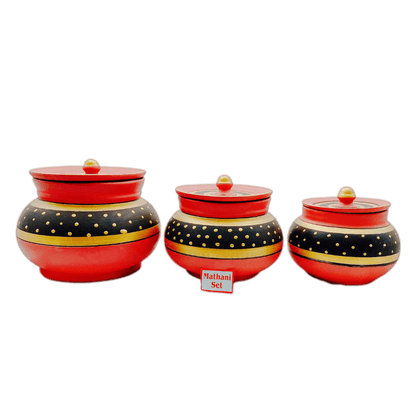 Clay/ Mitti Pot Mathani Set With Golden Painting Set (800ml,1.5ltr,2ltr) - India At Home