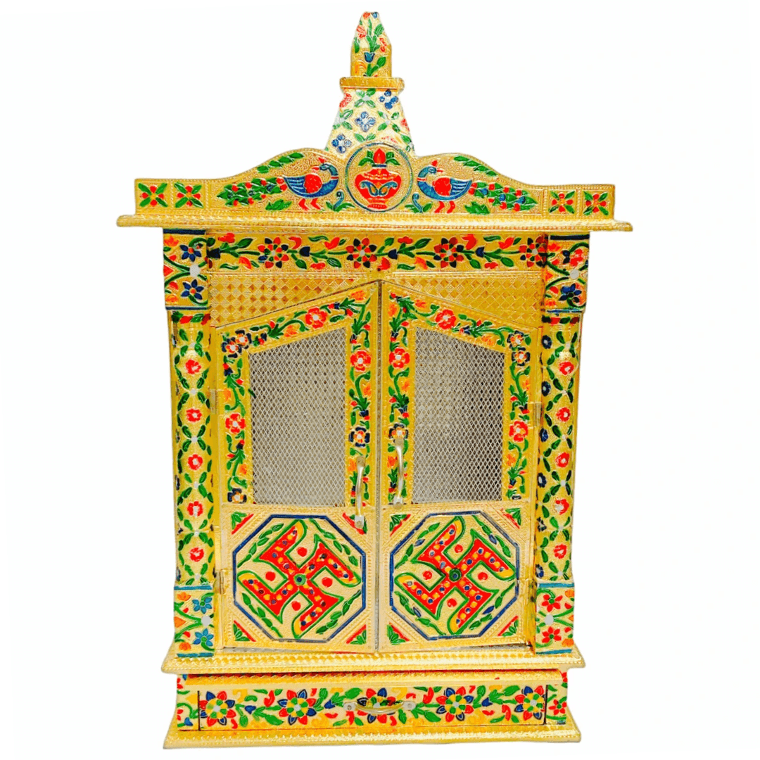 Golden Meenakari Temple/ Mandir (With Door) 15 x 6 - India At Home