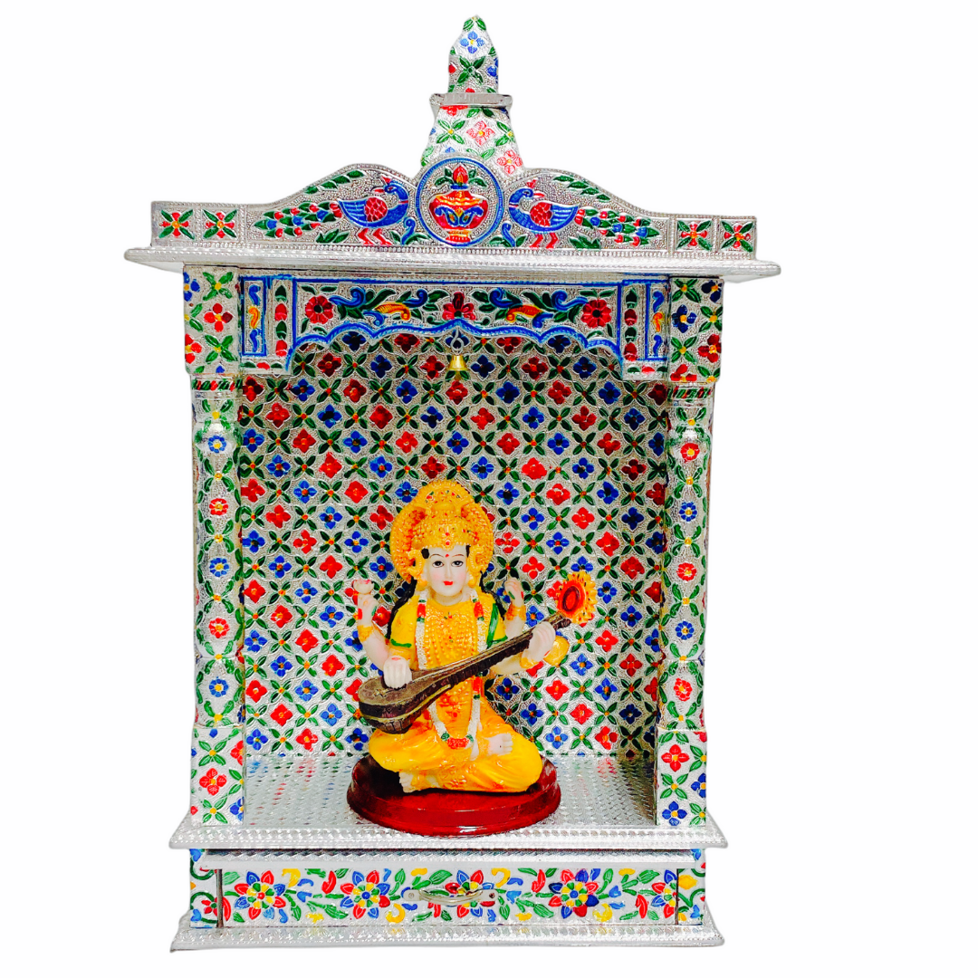 Silver Meenakari Temple/ Mandir  (Without Door) 15 x 6