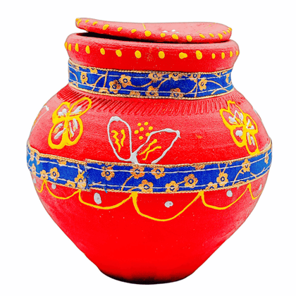 Decorated Mitti Pot- Kujja Sml - India At Home