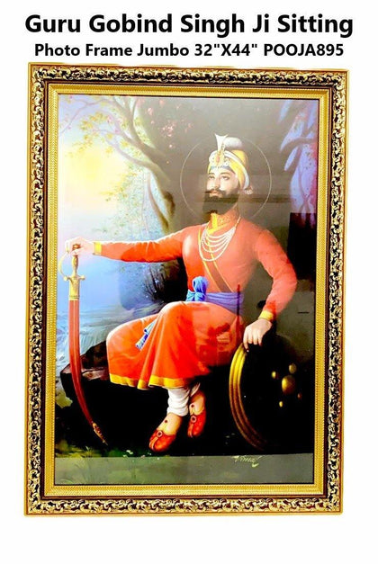 Photo Frame Large 32X44 Guru Gobind Singh Ji Sitting (Premium) - India At Home