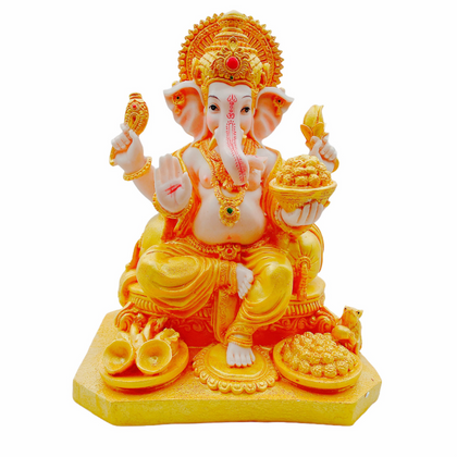 Golden Ganpati Idol/ Statue/ Murti F246 Size:24X18X32Cm (14