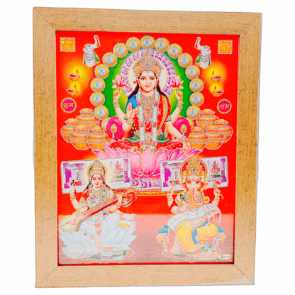 Photo Frame 10" x 12" Laxmi Saraswati Ganesh (Premium) - India At Home