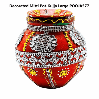 Decorated Mitti Pot-Kujja Larg - India At Home